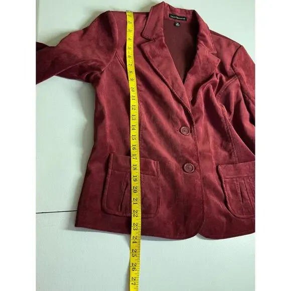 Counterparts Blazer Jacket Womens 12 Burgundy Corduroy Business Dark Academia - Picture 5 of 9
